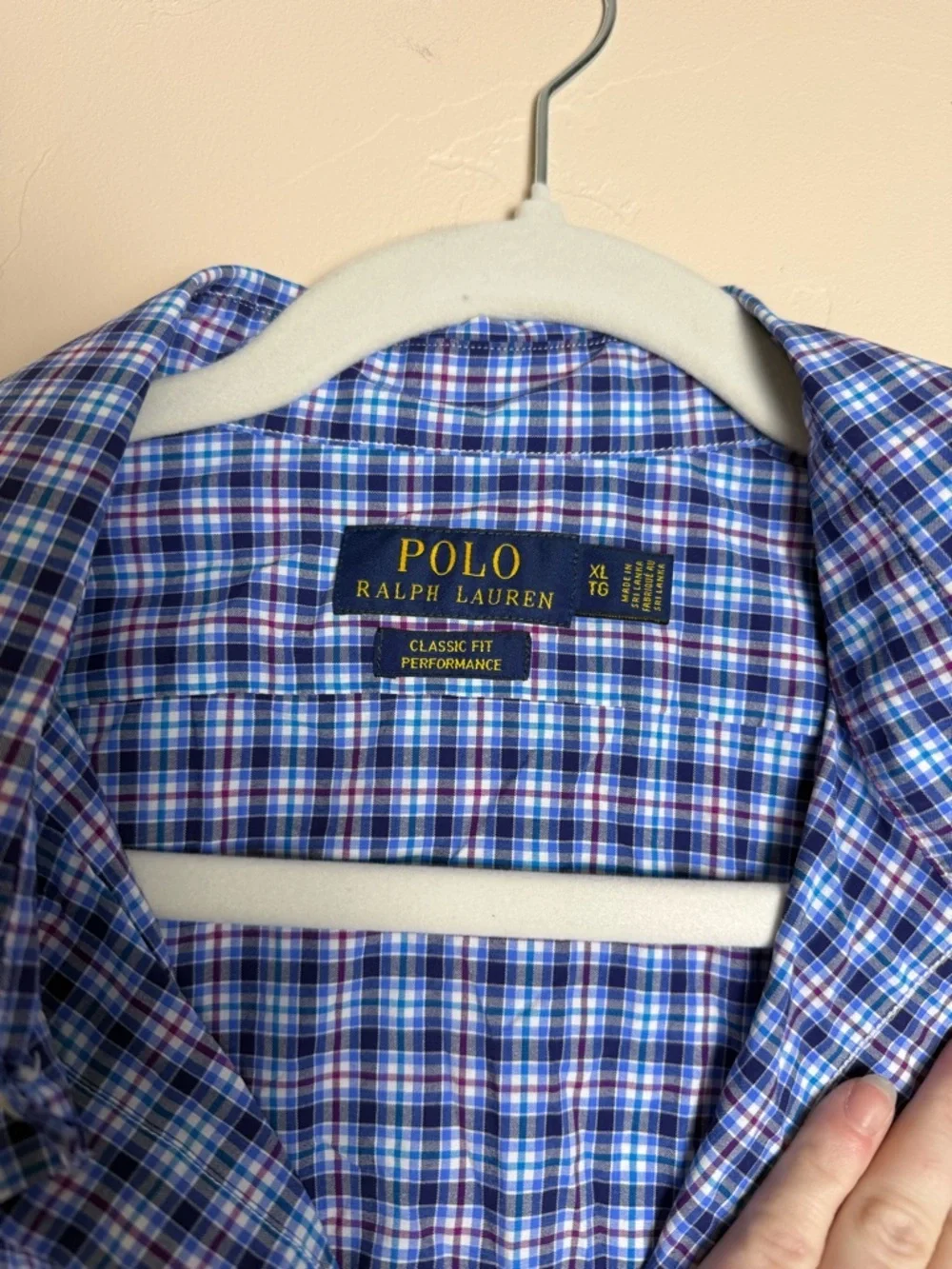 Polo Ralph Lauren Blue and White Plaid classic fit performance Button-Down Shirt